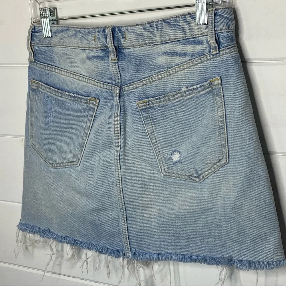 Free People We the Free Jean Mini Skirt XS Button Fly Cotton Distressed Denim
